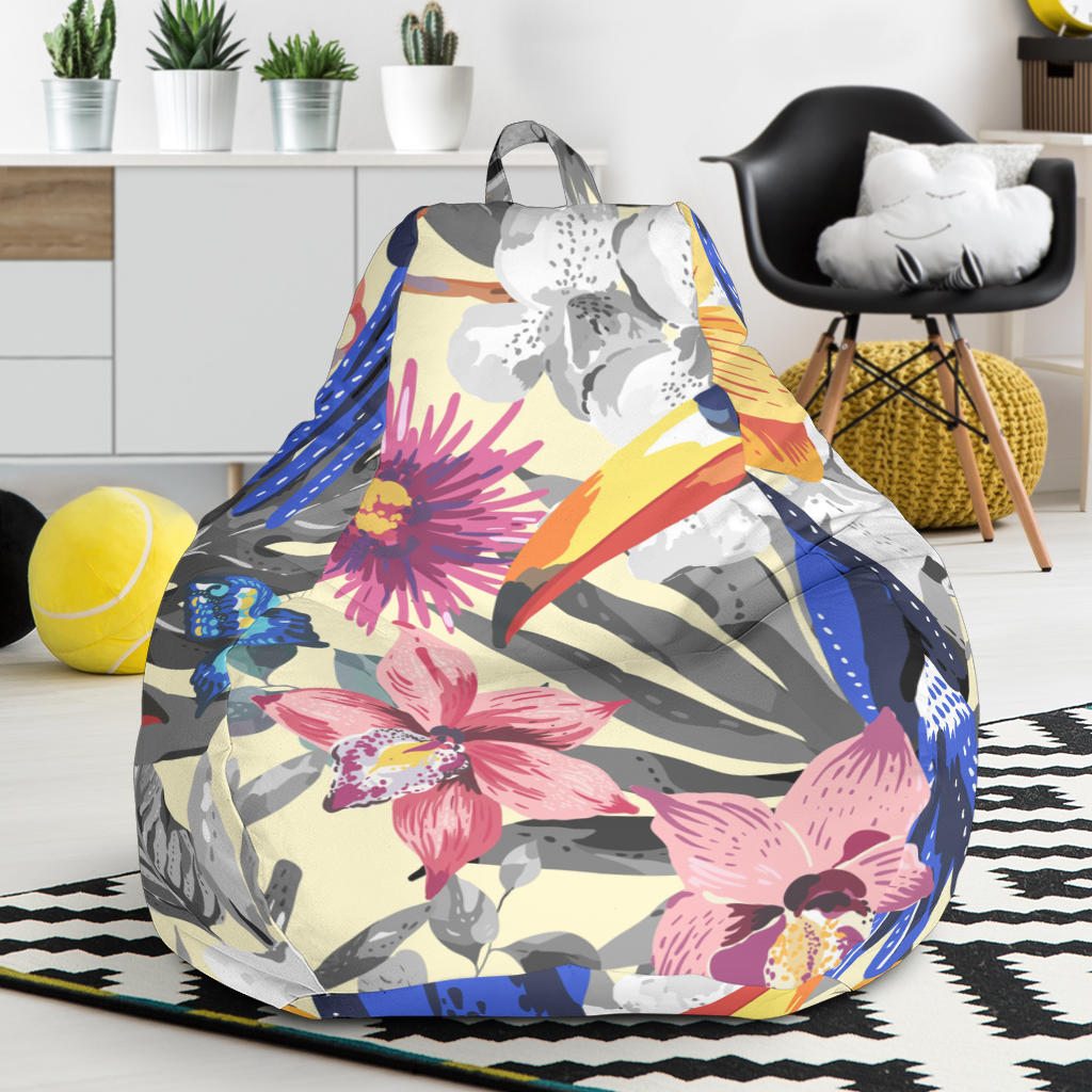 Toucan Leaves Flower Pattern Bean Bag Cover