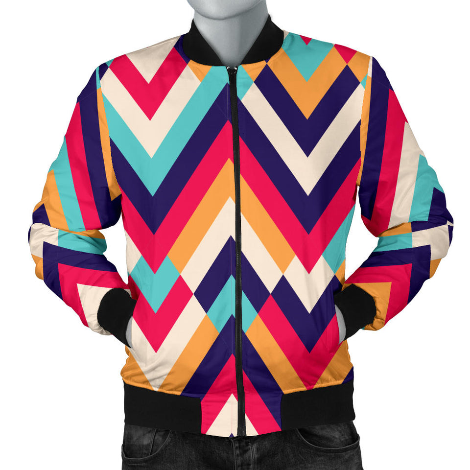 Zigzag Chevron Pattern Background Men Bomber Jacket