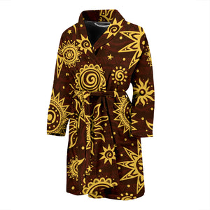 Hand Drawn Sun Pattern Men Bathrobe