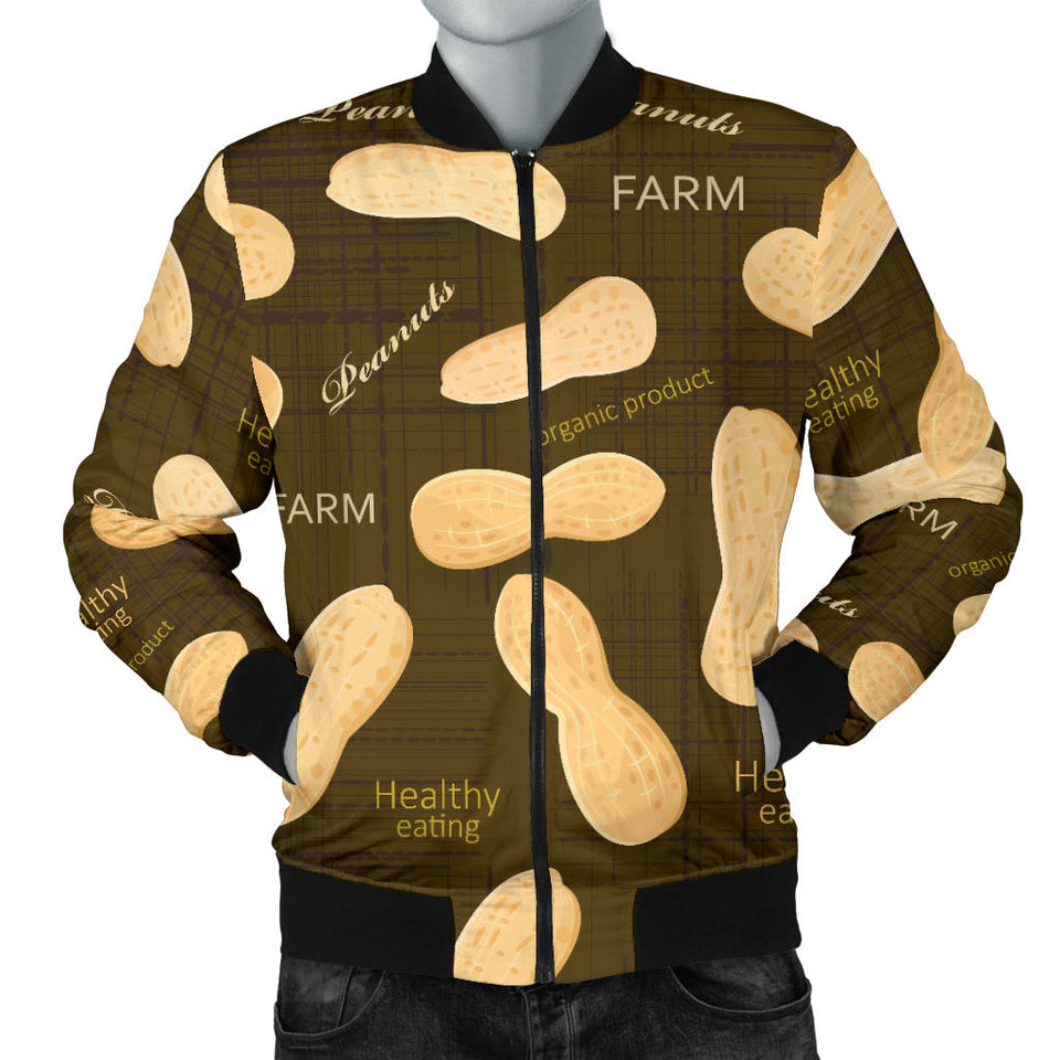 Peanut Pattern Green Background Men Bomber Jacket