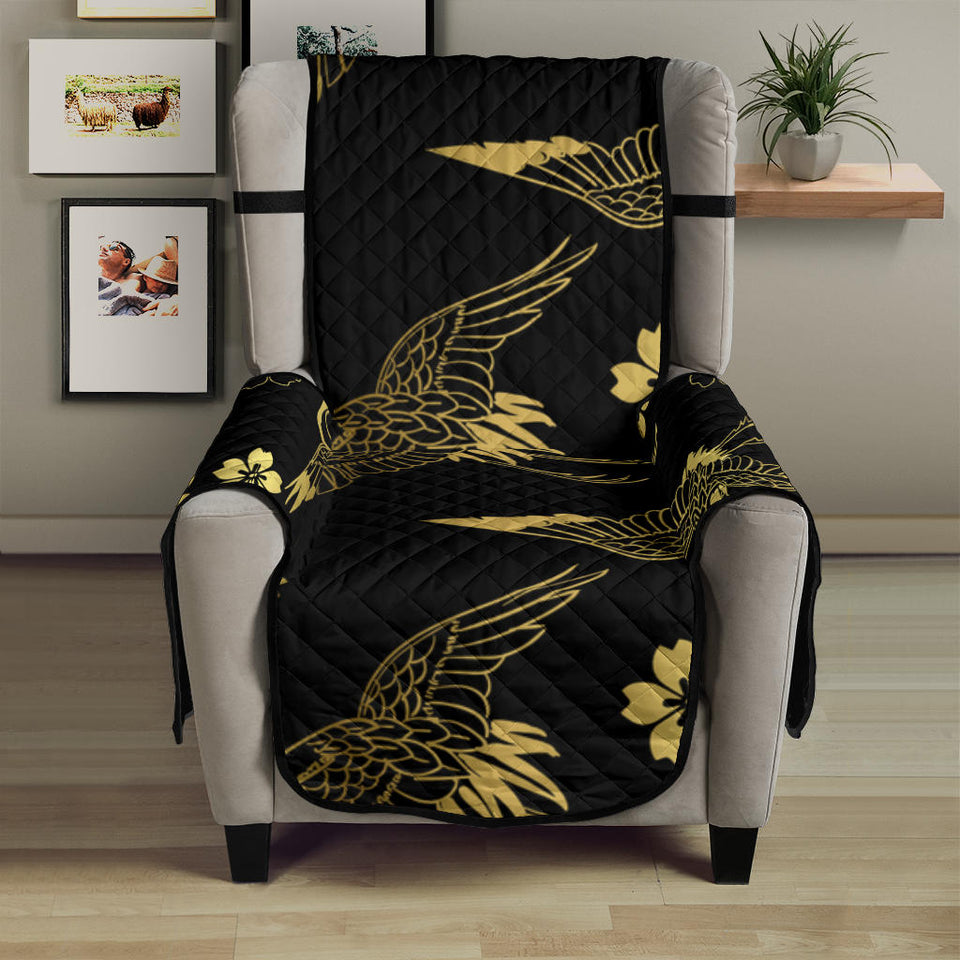 Gold Japanese Theme Pattern Chair Cover Protector