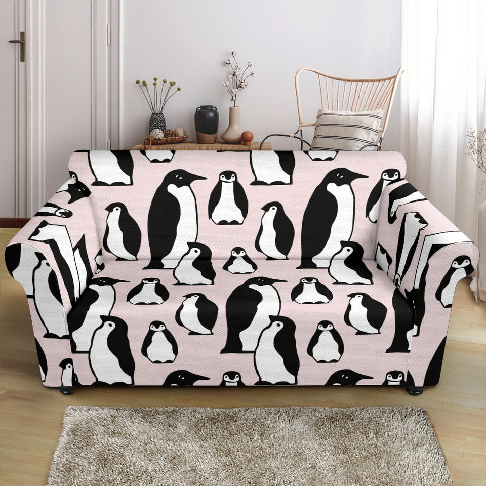 Penguin Pattern Background Loveseat Couch Slipcover