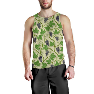 Grape Leaves Pattern Men Tank Top