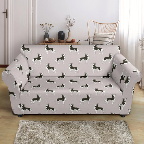 Siberian Husky Pattern Background Loveseat Couch Slipcover