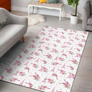 Eiffel Tower Pink Theme Pattern Print Design 05 Area Rug