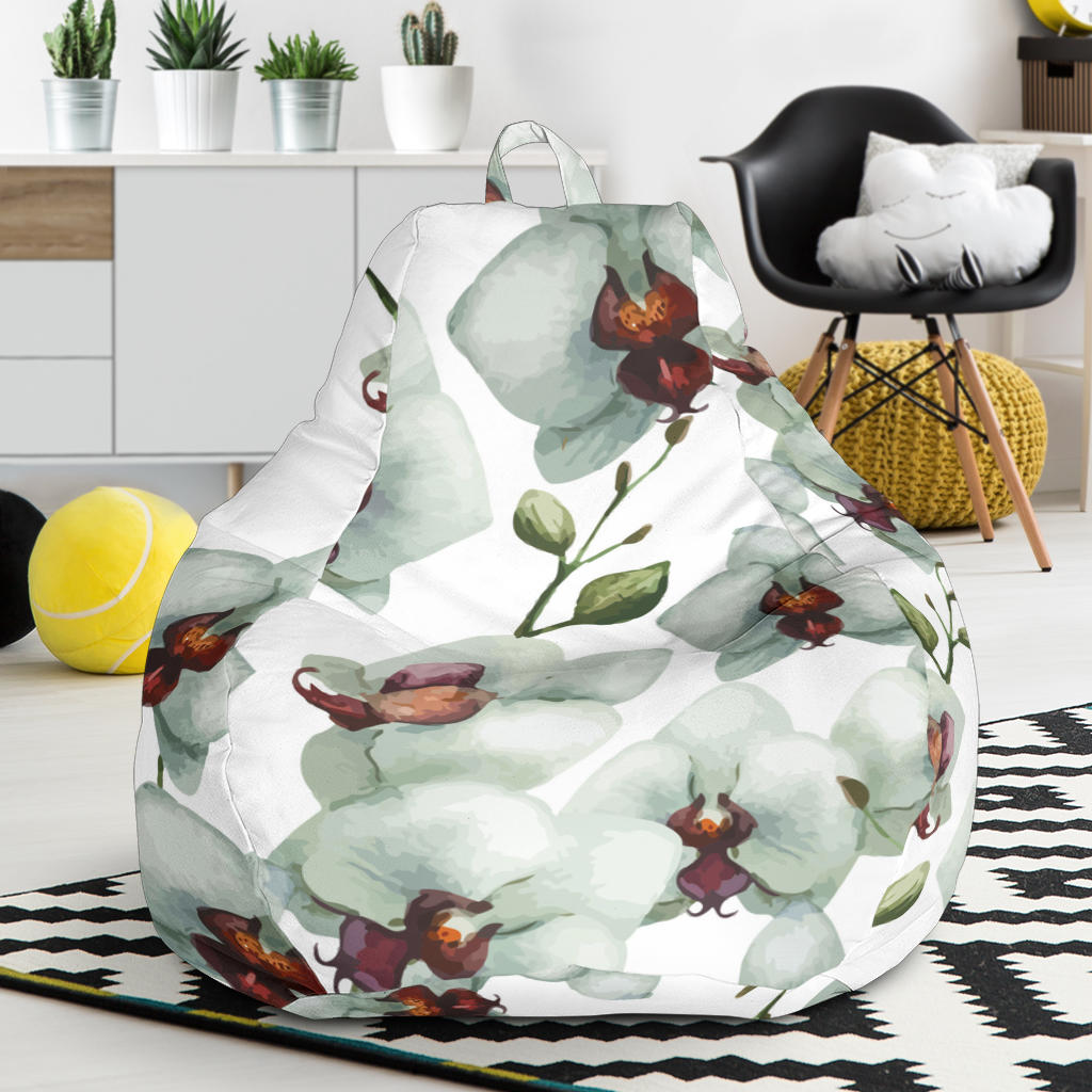 White Orchid Pattern Bean Bag Cover