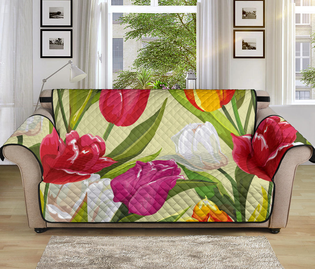 Colorful Tulip Pattern Sofa Cover Protector
