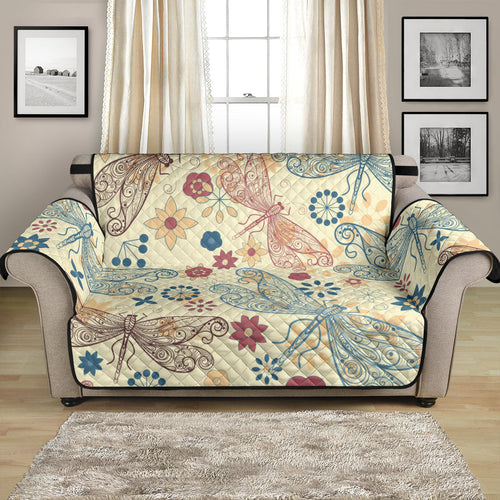 Dragonfly Flower Pattern Loveseat Couch Cover Protector