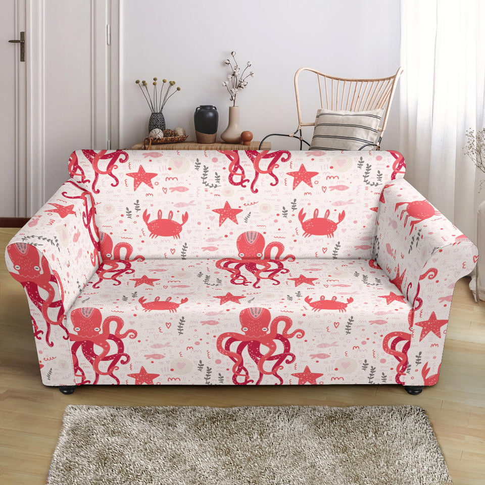 Octopus  Crab Starfish Pattern Loveseat Couch Slipcover