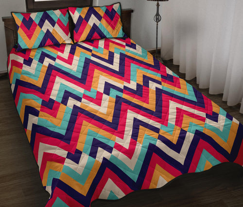 Zigzag Chevron Pattern Background Quilt Bed Set