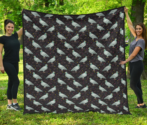 Pigeon Pattern Print Design 01 Premium Quilt