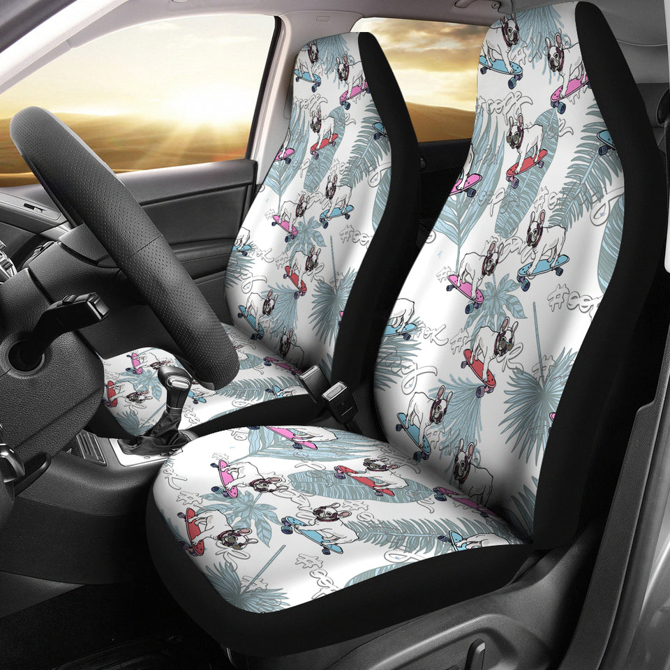 French Bulldog Skating Pattern Universal Fit Car Seat Covers