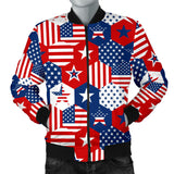 USA Star Hexagon Pattern Men Bomber Jacket