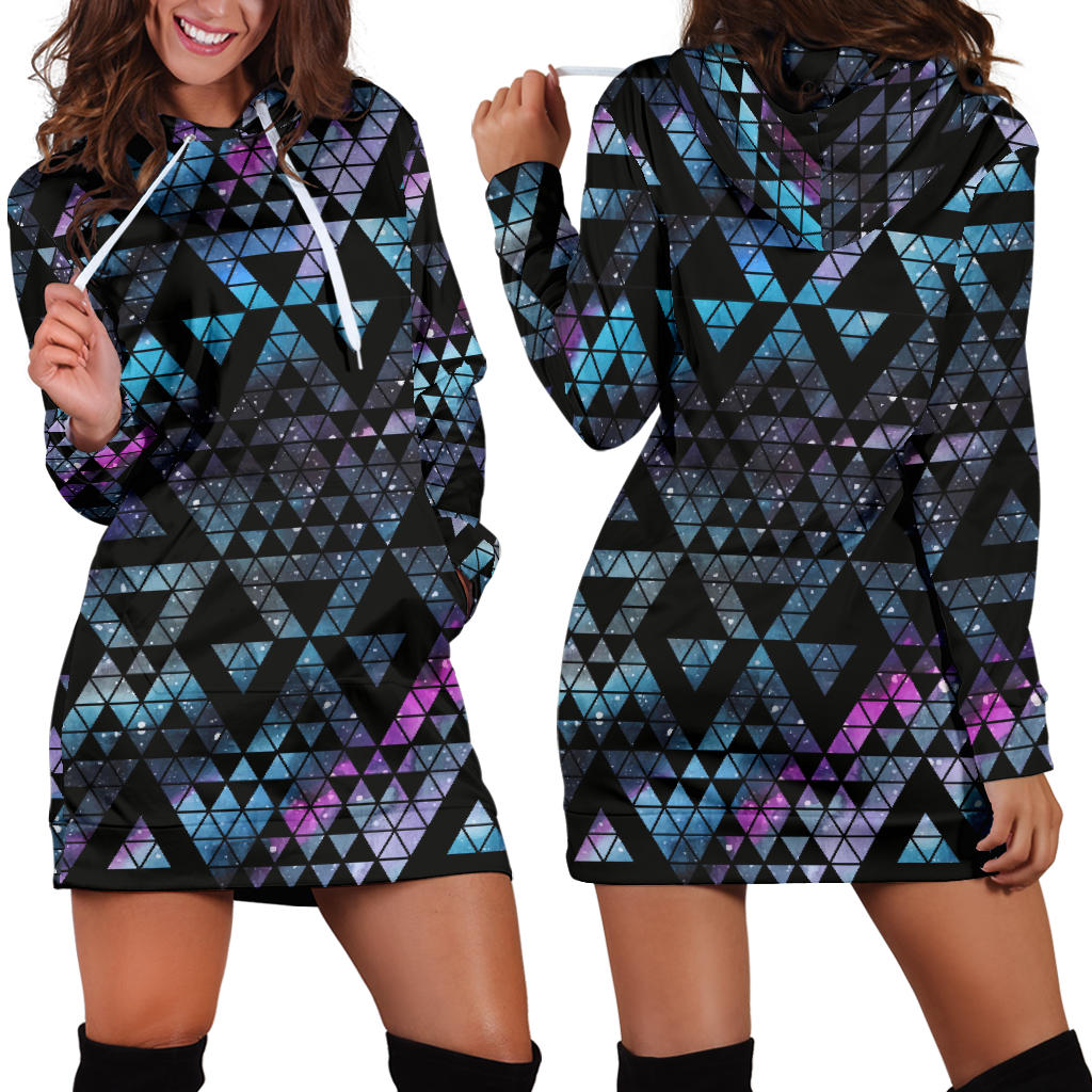 Space Galaxy Tribal Pattern Women Hoodie Dress