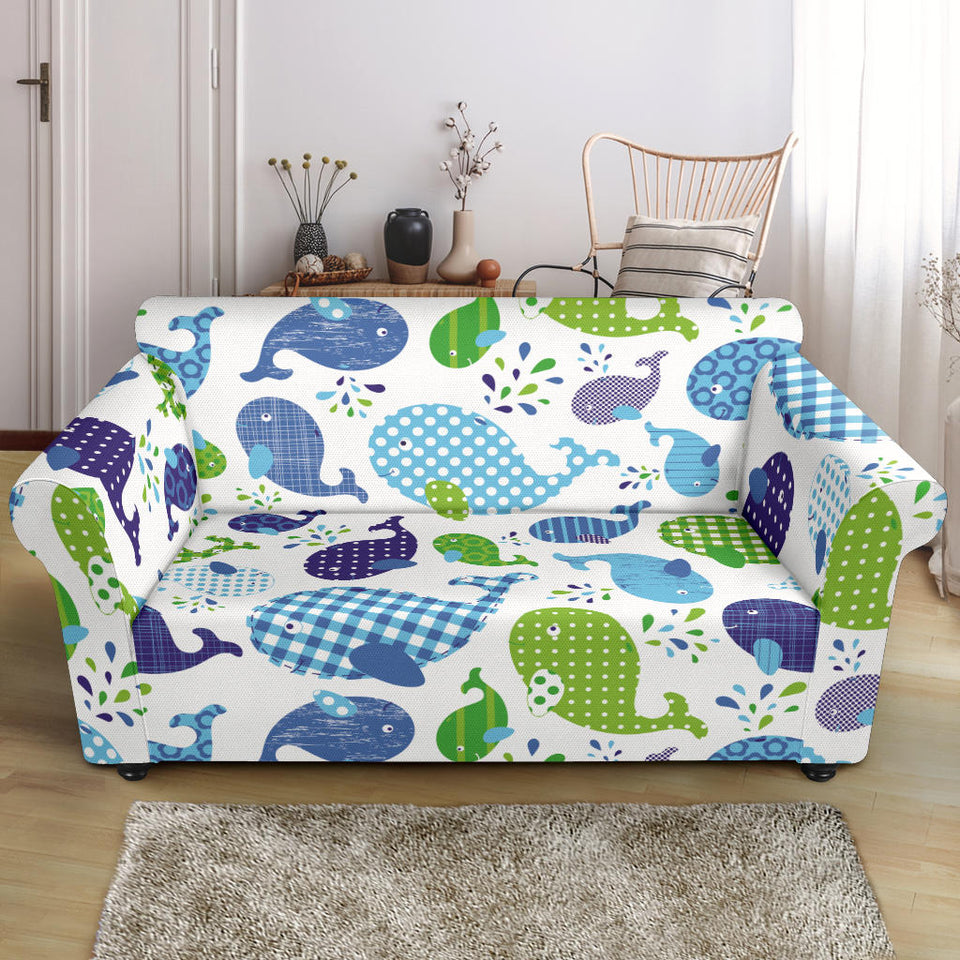 Whale Stripe Dot Pattern Loveseat Couch Slipcover