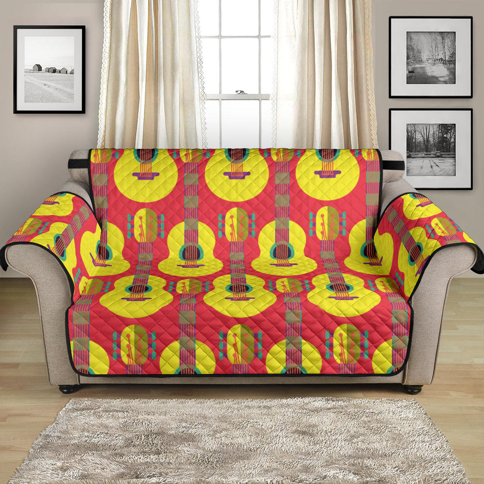 Classic Guitar Theme Pattern Loveseat Couch Cover Protector