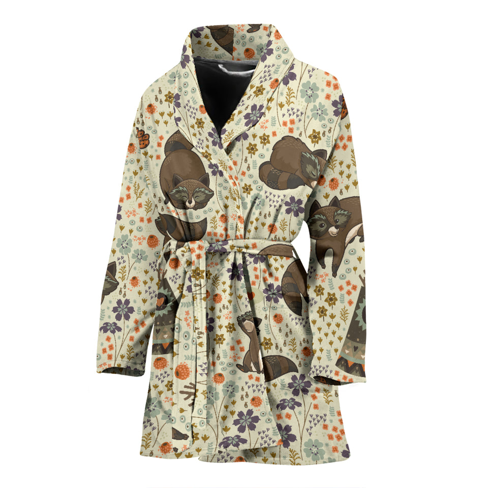 Raccoon Pattern Women Bathrobe