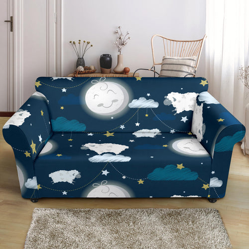 Sheep Playing Could Moon Pattern  Loveseat Couch Slipcover