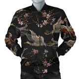 Japanese Crane Pattern Background Men Bomber Jacket