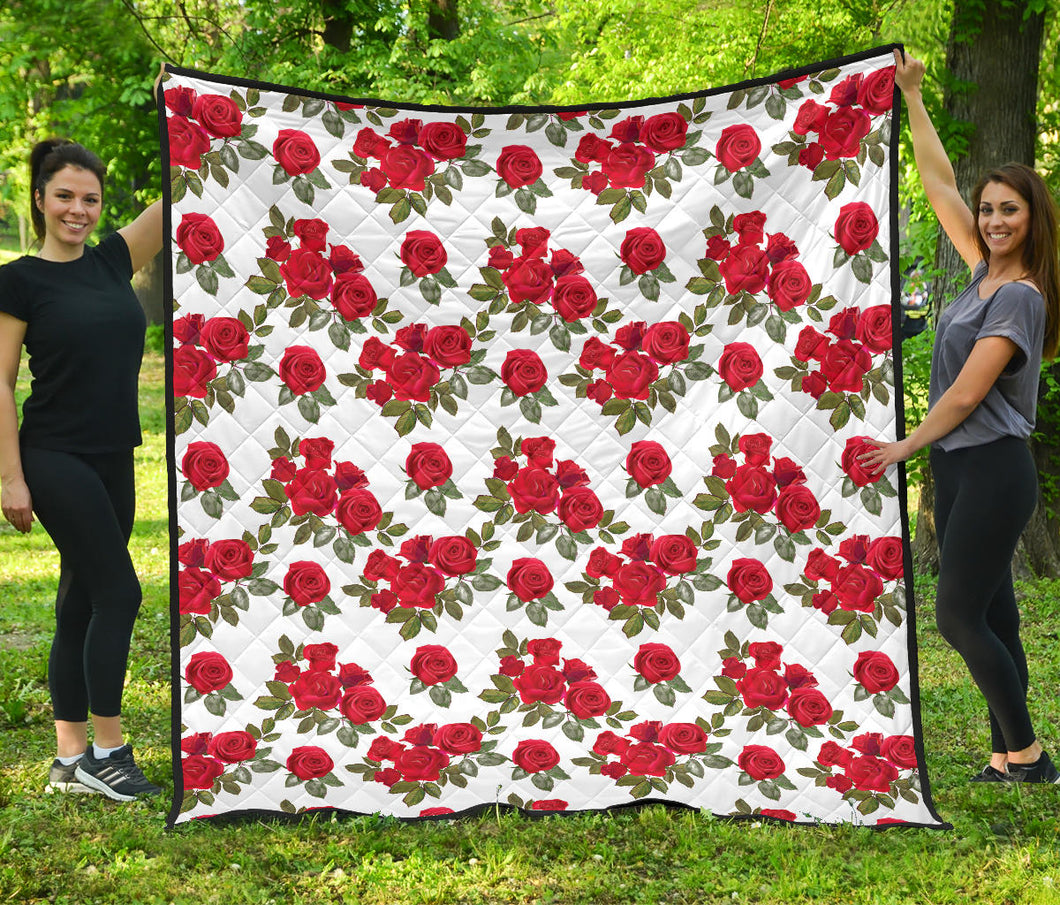 Rose Pattern Print Design 05 Premium Quilt