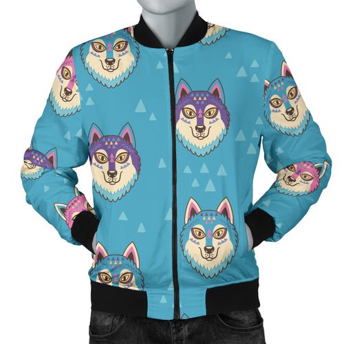 Siberian Husky Head Pattern Men Bomber Jacket