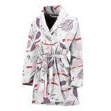 Sloth Leaves Pattern Women Bathrobe