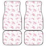 Eiffel Tower Pink Theme Pattern Print Design 05 Front and Back Car Mats