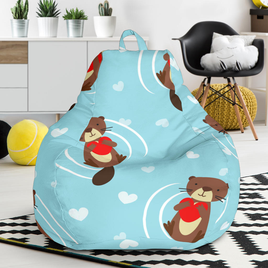 Otter Heart Pattern Bean Bag Cover