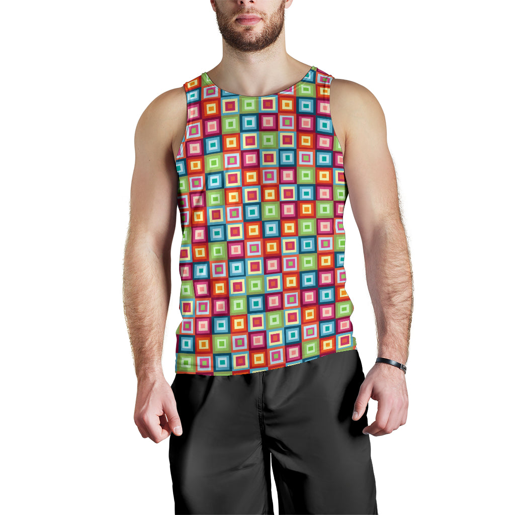 Rainbow Rectancular Pattern Men Tank Top