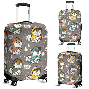 Cute Siberian Husky Raincoat Pattern Luggage Covers
