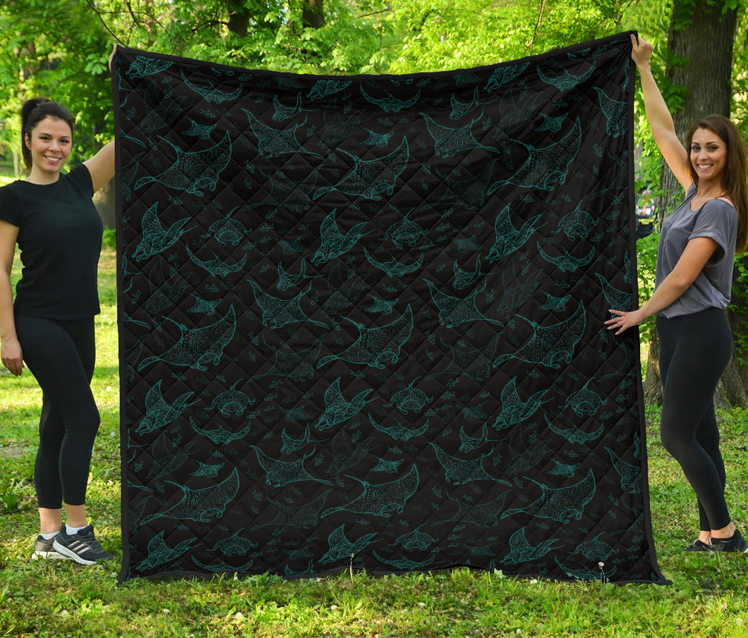 Stingray Pattern Print Design 02 Premium Quilt