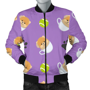 Pomeranian in Cup Pattern Men Bomber Jacket