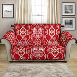 Daruma Red Pattern Loveseat Couch Cover Protector