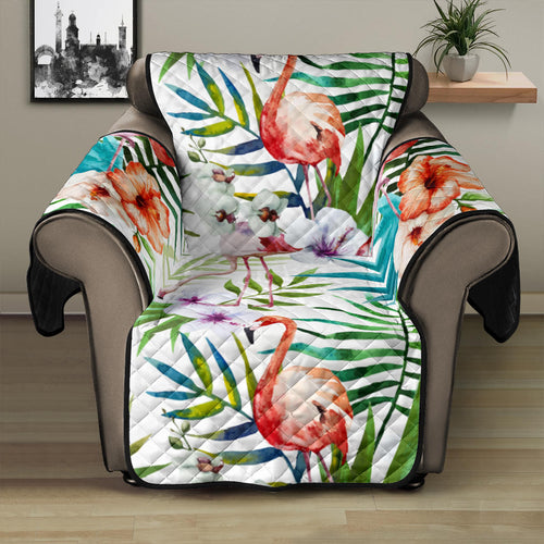 Flamingo Flower Leaves Pattern Recliner Cover Protector