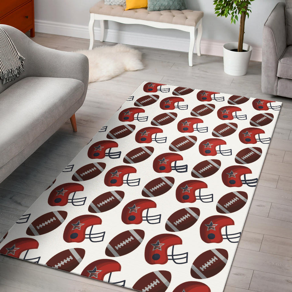 American Football Ball Red Helmet Pattern Area Rug