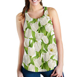 White Tulip Pattern Women Racerback Tank Top