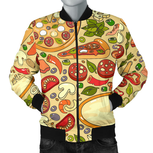 Pizza Pattern Background Men Bomber Jacket