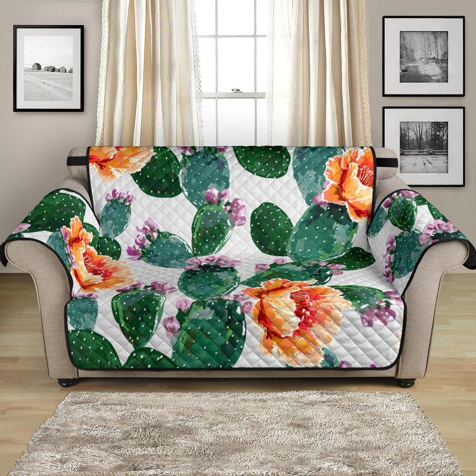 Cactus and Flower Pattern Loveseat Couch Cover Protector