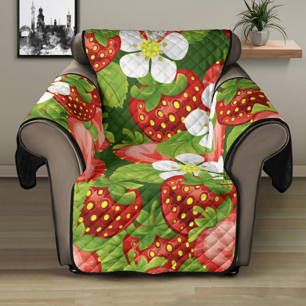 Strawberry Leaves Flower Pattern Recliner Cover Protector