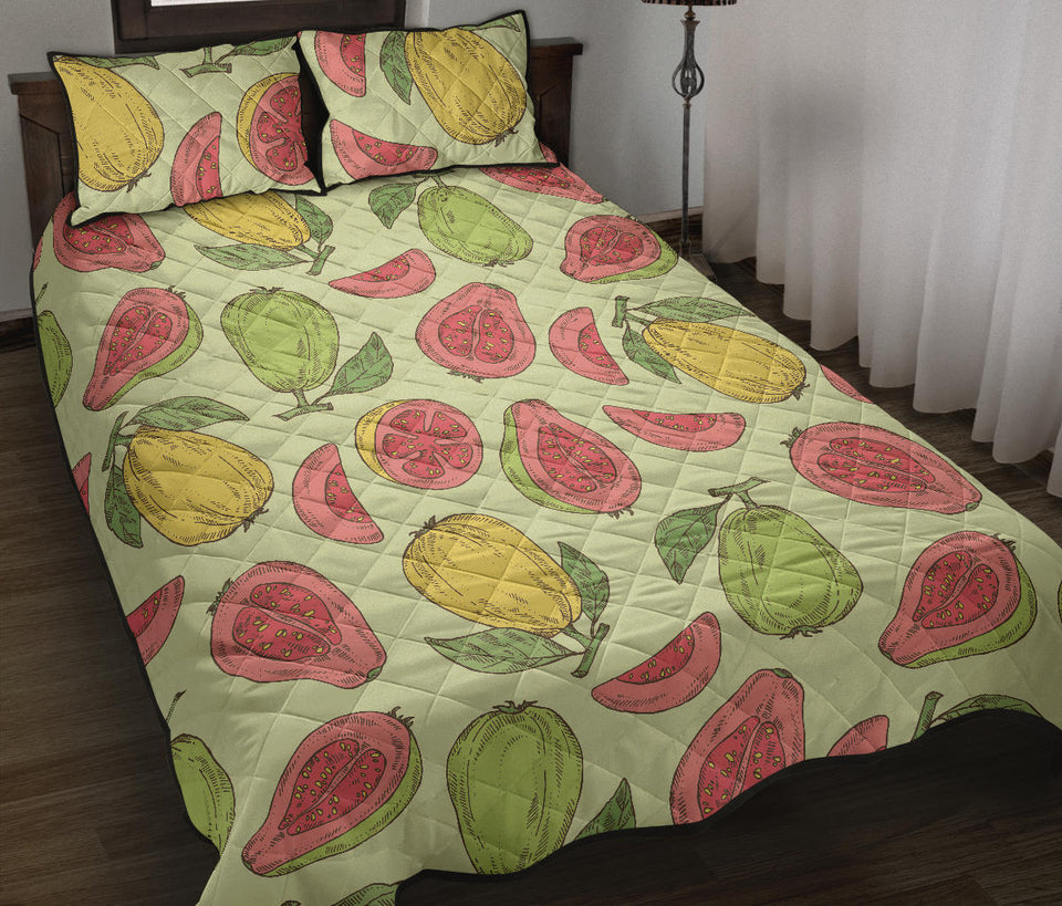 Guava Pattern Background Quilt Bed Set