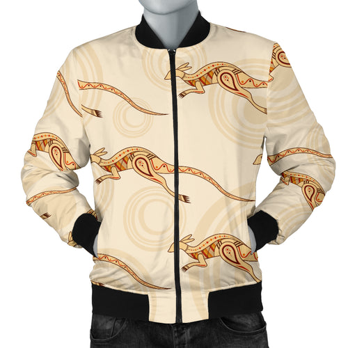 Kangaroo Aboriginal Pattern Background Men Bomber Jacket