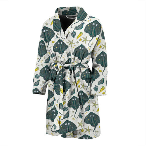 Stingray Pattern Print Design 03 Men Bathrobe