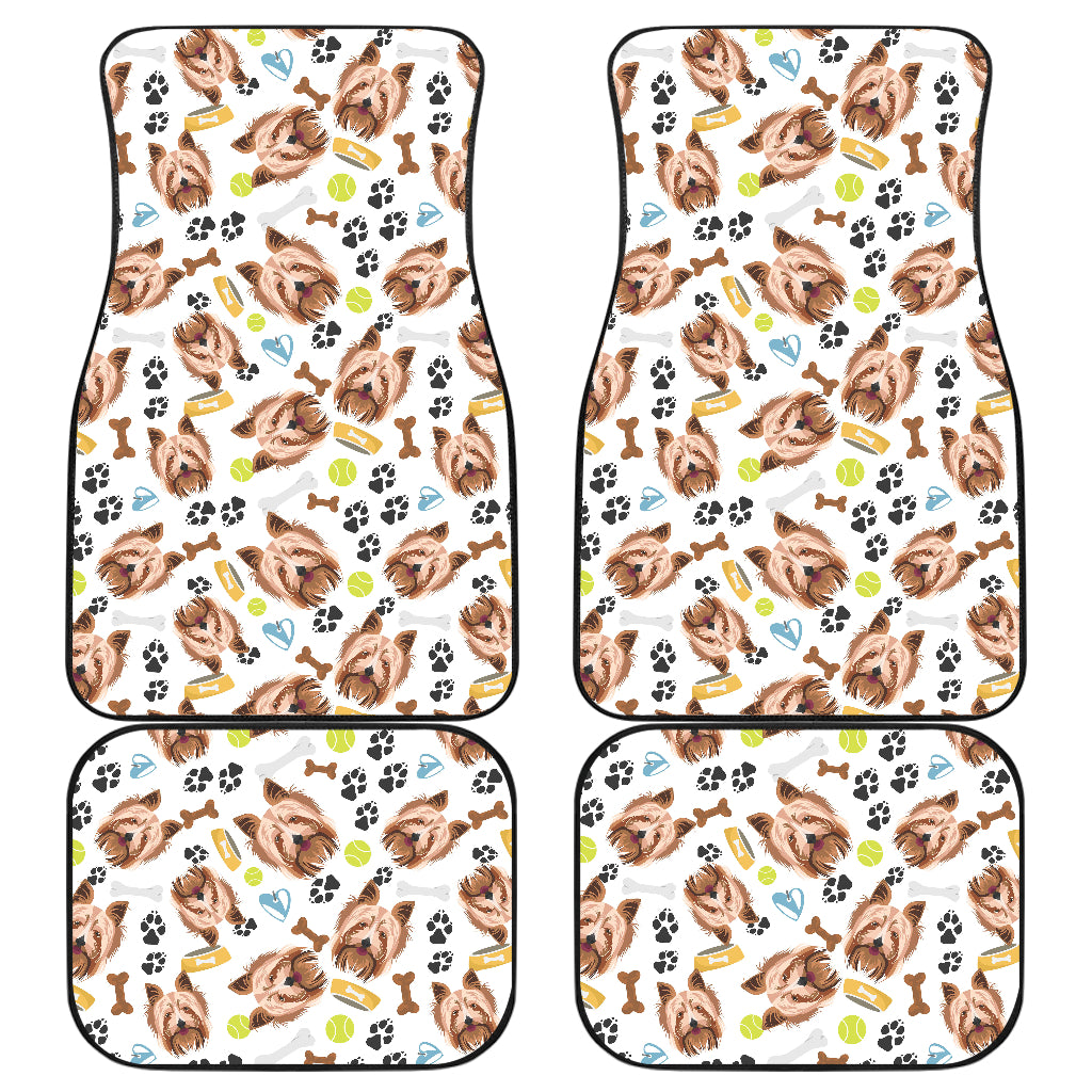 Yorkshire Terrier Pattern Print Design 05 Front and Back Car Mats