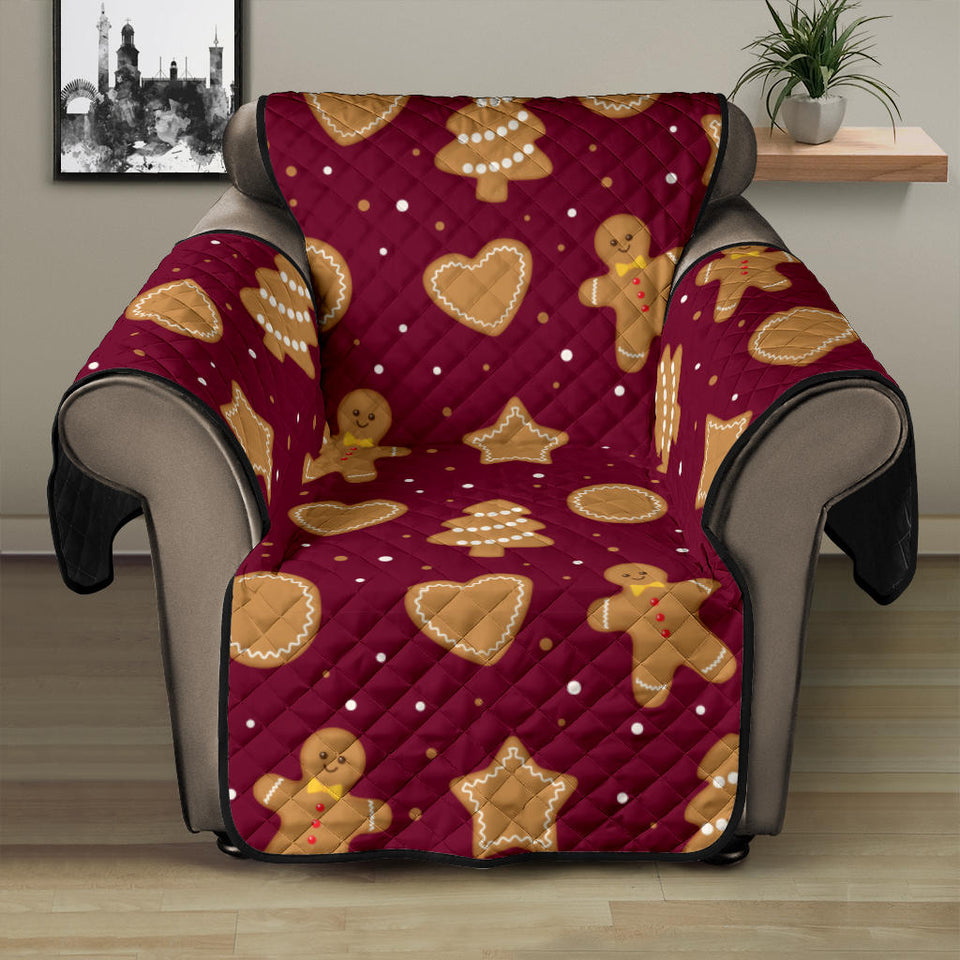 Christmas Ginger Cookie Pattern Background Recliner Cover Protector