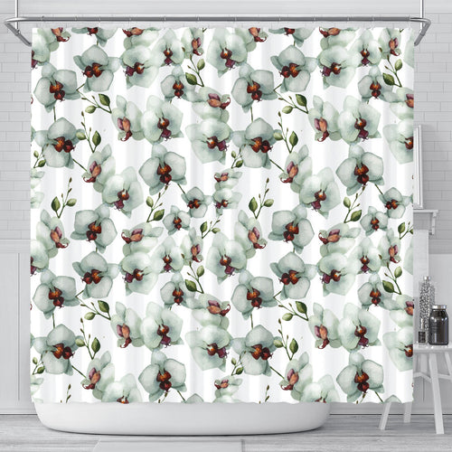 White Orchid Pattern Shower Curtain Fulfilled In US