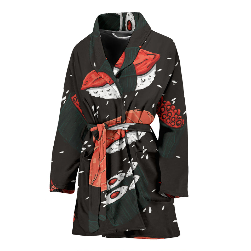 Sushi Theme Pattern Women Bathrobe