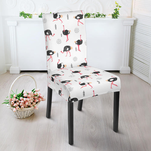 Ostrich Pattern Print Design 02 Dining Chair Slipcover