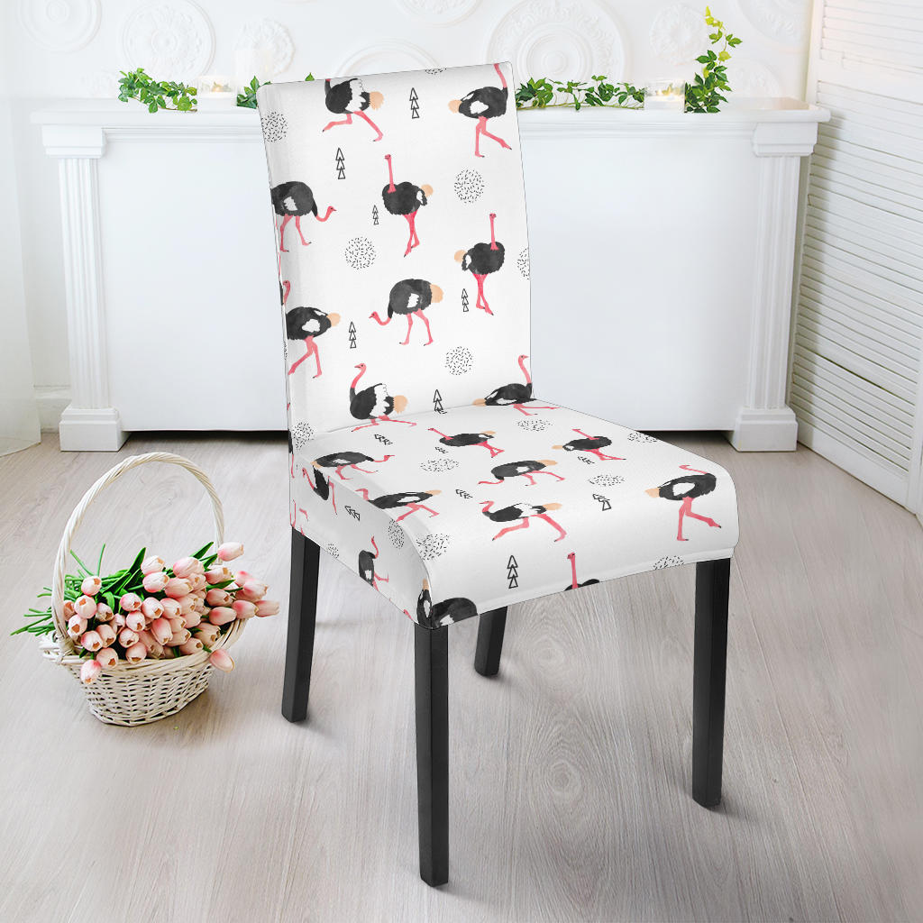 Ostrich Pattern Print Design 02 Dining Chair Slipcover