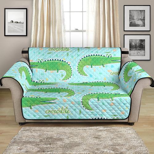 Crocodile Pattern Blue background Loveseat Couch Cover Protector