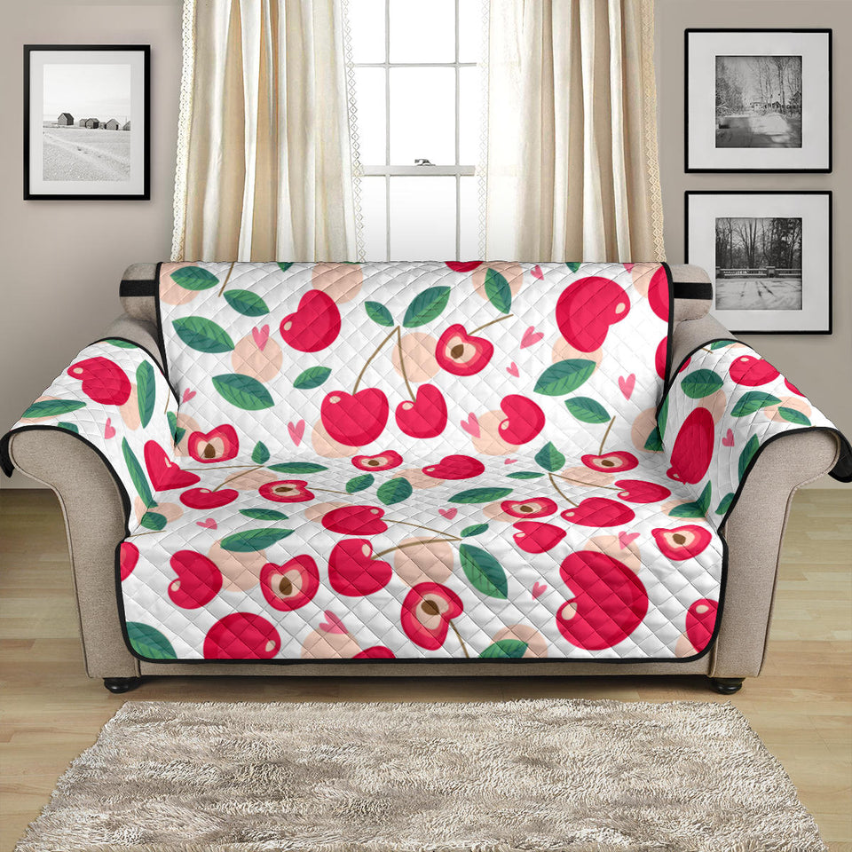 Cherry Heart Pattern Loveseat Couch Cover Protector